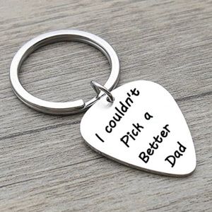 Silver Guitar Pick Key Chain for Dad